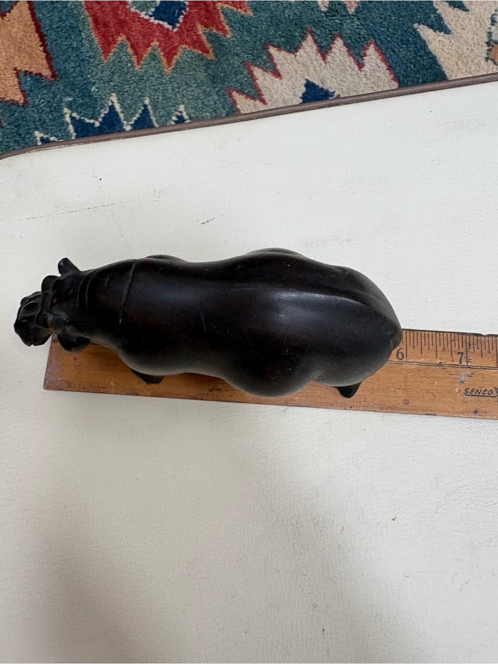 Vintage Handcarved Wooden Hippo Figurine Wood carving House Hipppotamus - Picture 9 of 12